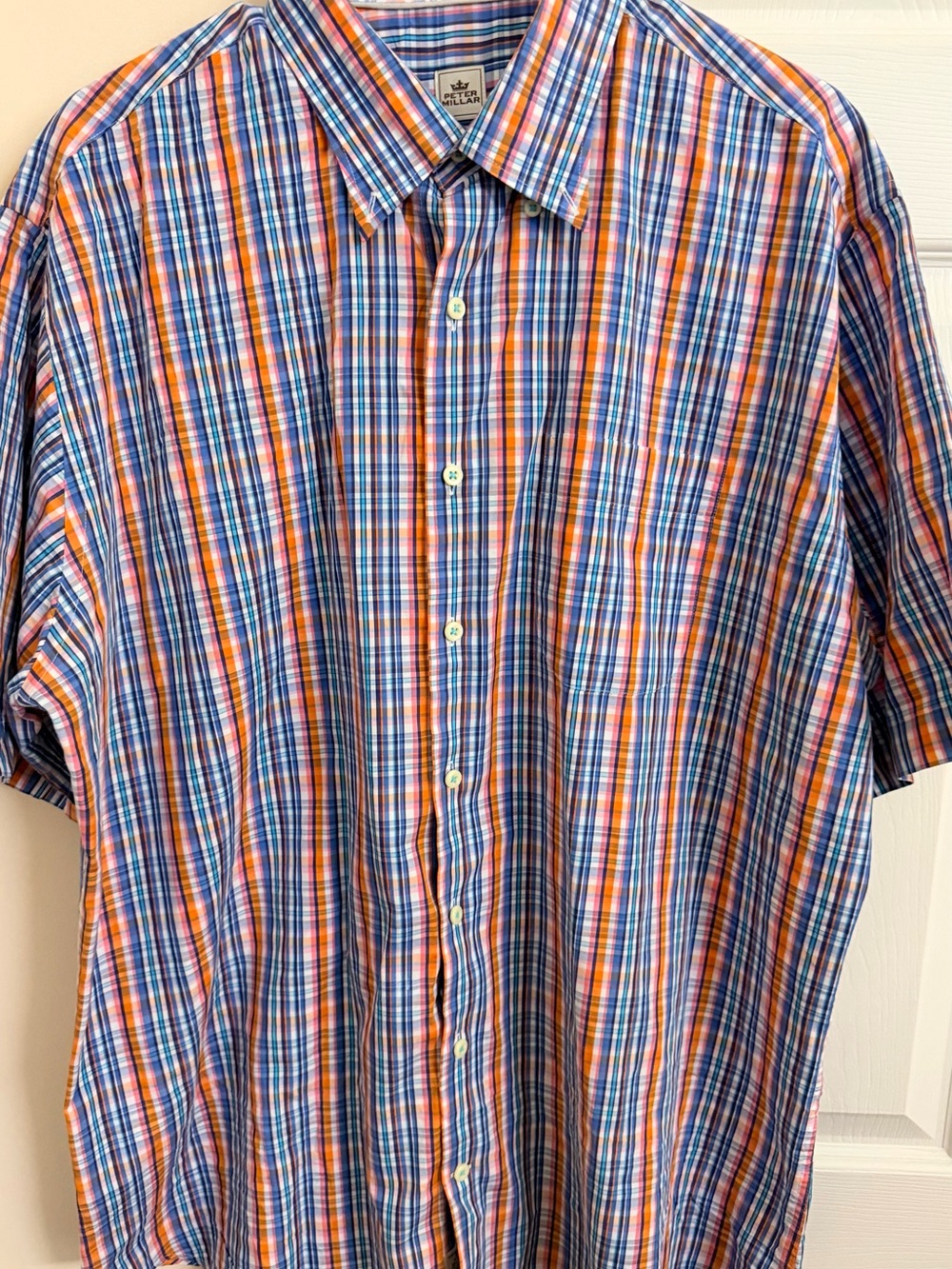 Peter Millar 100% Cotton Multicolor Mens XL Short Sleeve Button Down Shirt